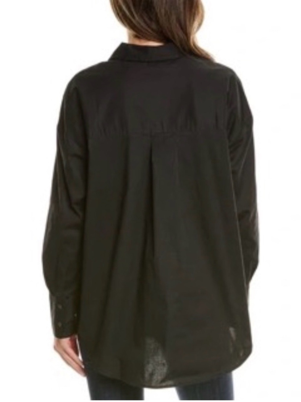 Rachel Roy Black Oversized Boyfriend Long Sleeve Button Down Shirt Size Medium - Picture 2 of 10
